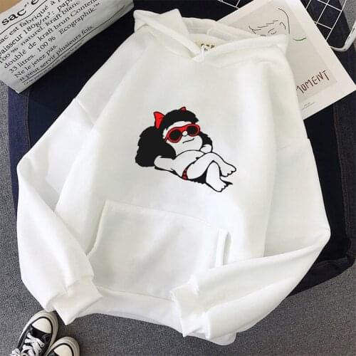 Harajuku women hooded sweatshirt cartoon Mafalda print femme hoodies winter tops plus plus size camiseta mujer hoodies wholesal