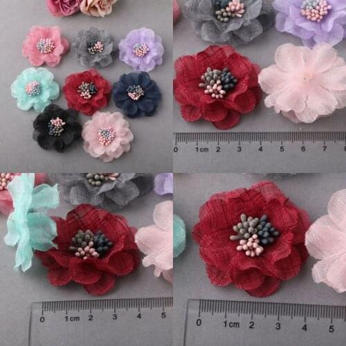 10pcs/lot 2 style mini Handmade Fabric Flower Hairpins For Women Girls Sweet 3D Floral Hair Accessories Beauty