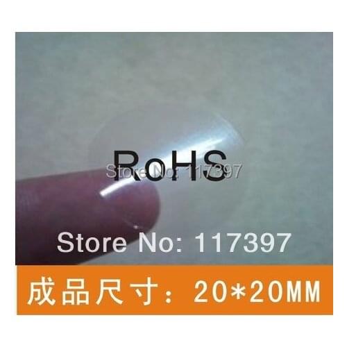 20mm Self-adhesive CE RoHS transparent stickers for product identification RoHS transparent paper 500pcs/lot