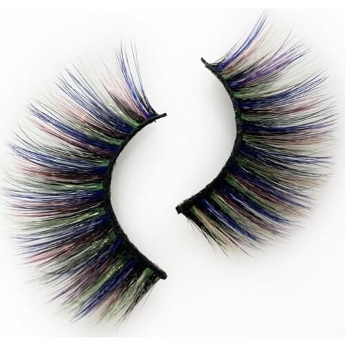 3D Mink Eyelashes fake lashes Dramatic Volume colored Fake Lashes Makeup Eyelash Extension yellow green Wholesale customization