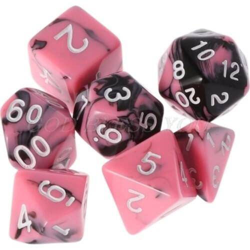 7pcs/set Pink Black Polyhedral Dice For TRPG For Dungeons & Dragons D4-D20 Multi-sided Dices Drop Shipping