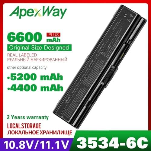 Apexway Laptop Battery For Toshiba PA3534 PA3534U PA3534U-1BAS PA3534U-1BRS Satellite A300 A500 L200 L300 L500 L550 L555 Bateria