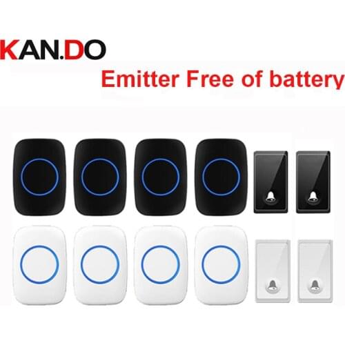 New bell set 2 transmitter 4receiver wireless door bell emitter free of battery wireless doorbell ip44 200M work chime door ring