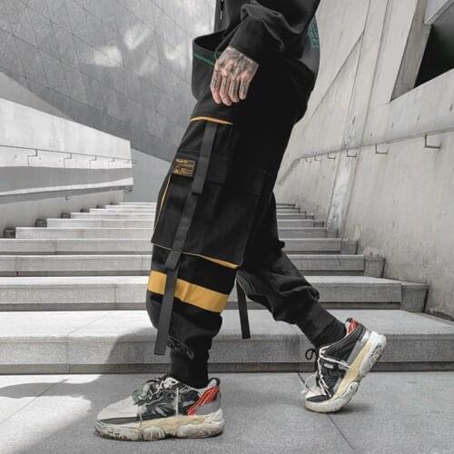 Autumn Winter Japan Style Mens Hip Hop Techwear Pants Blue Green Purple Yellow Patchwork Streetwear Joggers Wide Leg Cargo Pants