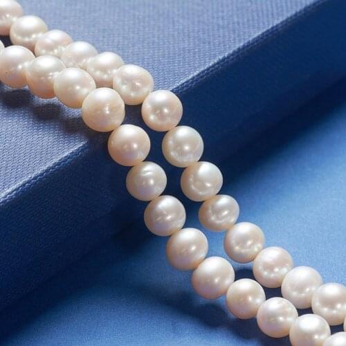 2 strands Grade A Natural Freshwater Round Pearl Beads 8~9mm for Diy Bracelet Necklace Jewelry Making Supplies 15.7inches