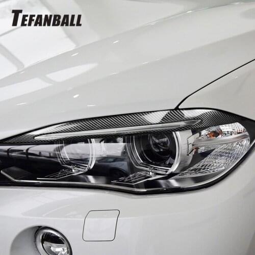 New Carbon Fiber Decoration Headlights Eyebrows Eyelids Trim Cover for BMW F15/F16 X5 X6 2014-2018 Accessories Car Light Sticker