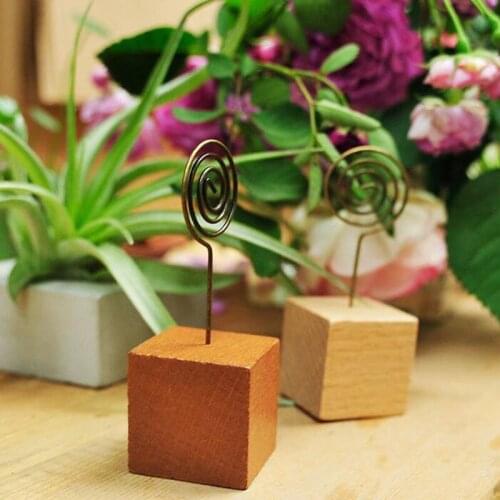 300pcs Picture Photo Clip Card Holder Wooden Square Shape Wedding Party Place Card Holder Stand Number Table Menu ZA5477