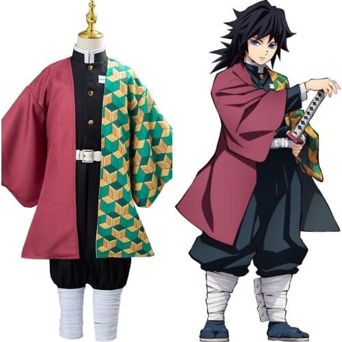 Kids Anime Demon Slayer Kimetsu no Yaiba Tomioka Giyuu Cosplay Costume Halloween Performance Uniform Outfits