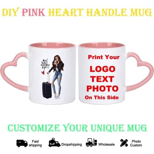 DIY photo mug Travel girl Pink heart Customize mug diy cup print image logo text kitchware bottle coffee cup KTDZ-RW-003-FA