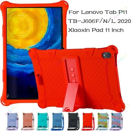 For Lenovo Tab P11 Pad 11 11" TB-J606F J606F J606N TB-J606L 2020 Tablet Case Soft Silicon Adjustable Stand Leather Cover Case