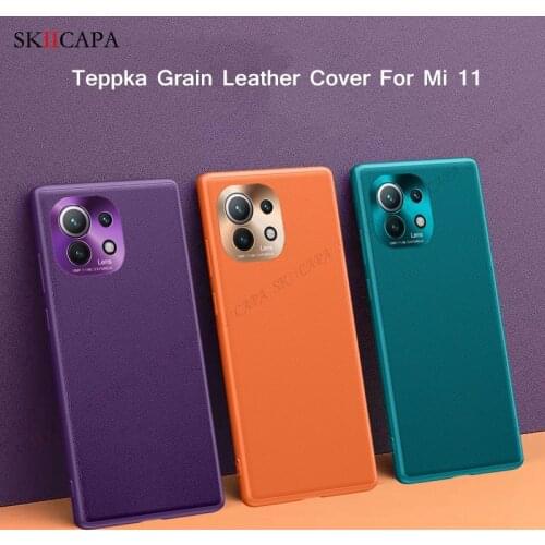 For xiaomi MI 11 5G case PU leather Grain Matte protective Back Cover for xiaomi mi 11 Schockproof phone cover