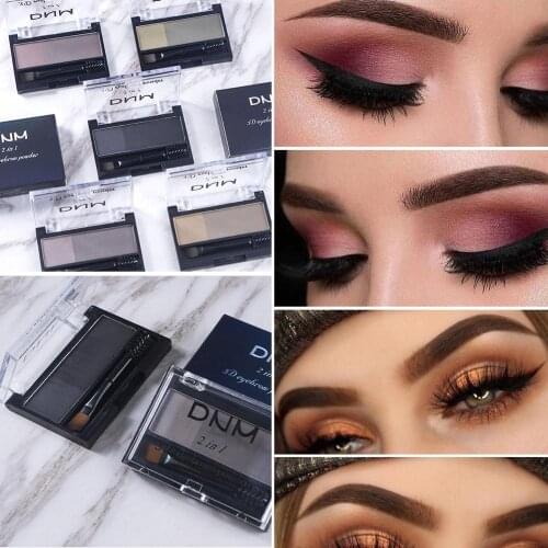Double Color Eyebrow Powder Makeup Palette Natural Beauty Enhancers with 3D Brown Eye Cake Brow Brush Eye Brows Kit Shadow I9N6