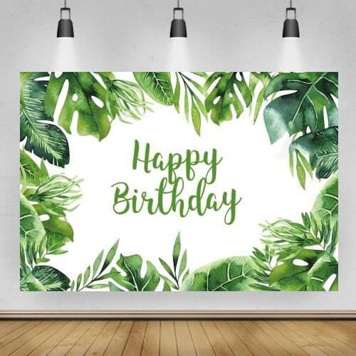 Green Leaves Jungle Forest Happy Birthday Backdrops Party Decor Newborn Baby Shower Cake Table Customize Photo Background