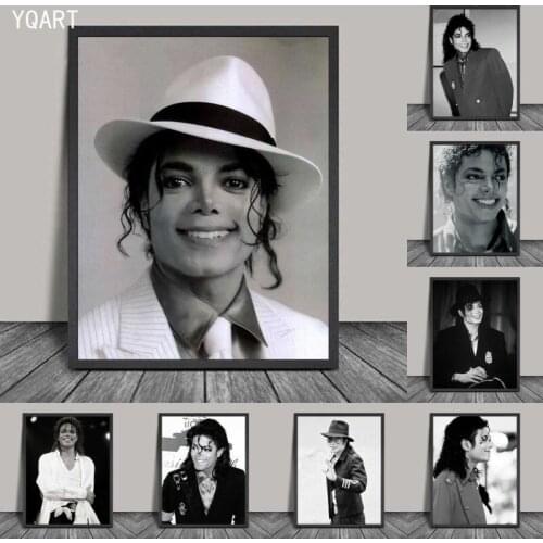 Michael Jackson Canvas Posters Print Black and White Wall Painting Home Decorative Pictures Bar Wall Decoration (No Frame)