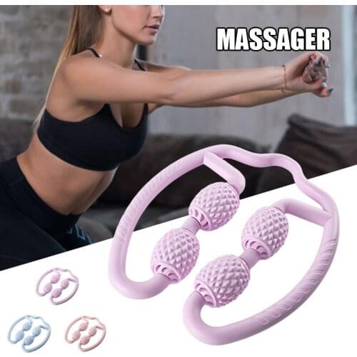Annular Massager Clamp Calf Relaxation Plastic Leg Roller Stick Yoga Four-Wheel Massager Ring Leg Clamp A7