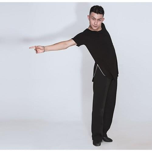 Latin Dance Costume For Men Black Latin Ballroom Pratcie Wear Designer Clothes Soft Salsa T-shirt Tango Dance Outfits JL1668