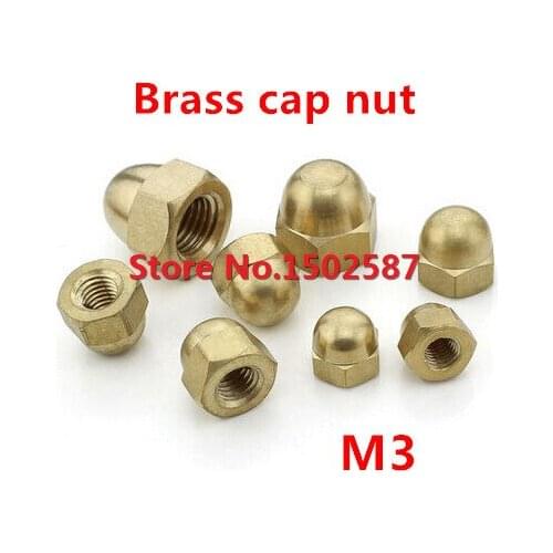 50pcs/lot M3 Brass Cap Nuts DIN1587 Copper Acorn Nuts Metric Fastener