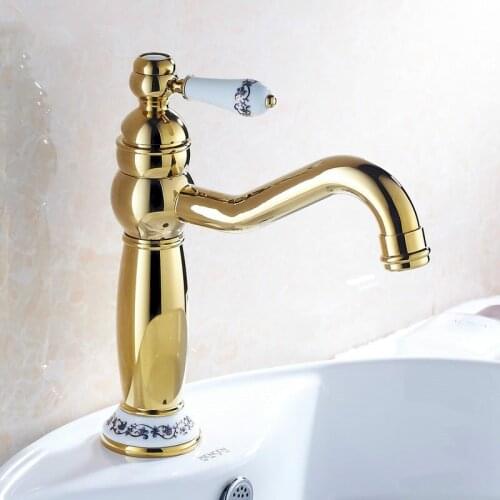 Brass Bathroom Faucet Rose Gold Basin Faucet Taps Single Hole Deck Mount Hot Cold Ceramic Bath Sink Taps Metered Faucets