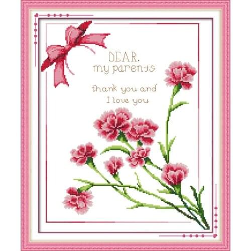 Joy Sunday Carnation DIY Crafts Cross Stitch Printed Patterns 11&14CT Printed Cross Stitch Kit on Canvas Chinese Embroidery Sets
