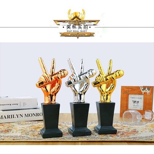 Resin World Cup resin trophy custom note music trophy high-end gold microphone trophy singing contest good sound trophy