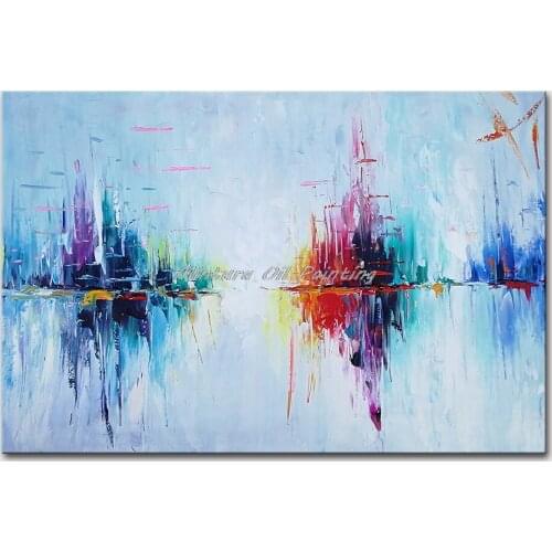 Mintura Wall Picture for Living Room Oil Paintings on Canva Hand Painted The Abstract Fishing Boats Home Decor Wall Art No Frame
