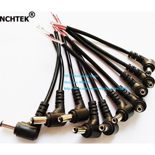 NCHTEK CCTV DC Power Plug Connector 5.5x2.1mm Male Angle Cable,Short DC Pigtail 90 Degree 5.5/2.1mm Cord/Free shipping/5PCS