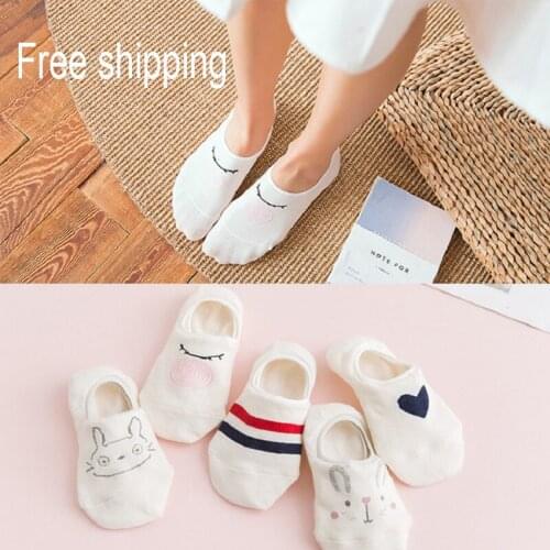 5Pairs Arrivl Women Socks funny Fruits Cute Happy Silicone Slip Invisible Cotton Sock 35-40