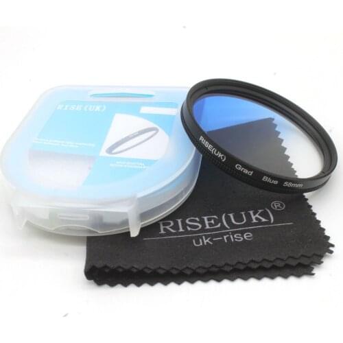 NEW RISE(UK) 58mm Rotating Grad Graduated Blue Color Lens Filter + filter case for Canon EOS 700D 600D 550D Nikon Camera