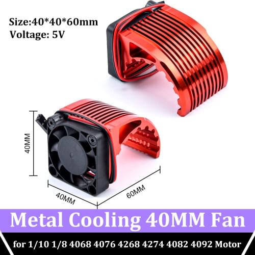 SURPASS HOBBY Metal Cooling 40MM Fan Heat Dissipation for 1/10 1/8 4068 4076 4268 4274 4082 4092 1515 812 T8 K80 K82 RC Motors