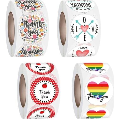 Festival Decoration Heart Pattern Thank You Stickers Gift Wedding Seal Labels Kids Reward Diary Scrapbook Stationery Sticker