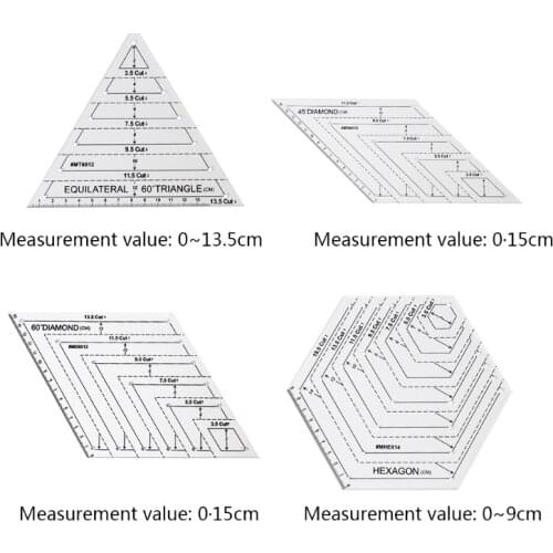 Transparent Quilting Sewing Patchwork Ruler Measuring Template Hexagon DIY Handmade Tailor Supplies