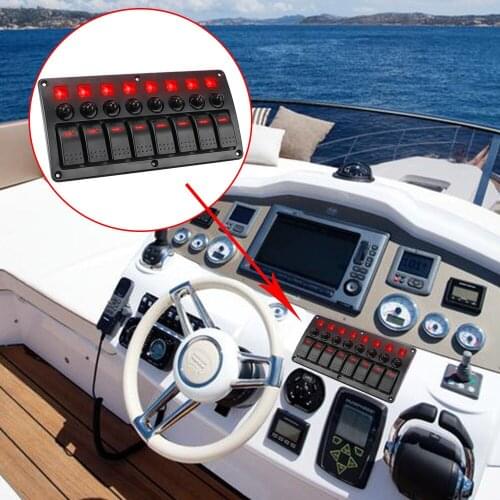 Circuit Breakers With Fuse Rocker Switch Panel 8 Gang LED Switch Panel Waterproof 12/24V Car Vehicle Truck RV SUVS Marine