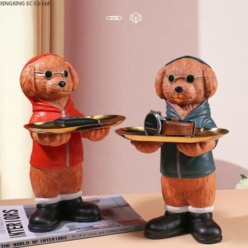 Jewelry Box Storage Tray Teddy Dog Decoration Nordic Creative Light Luxury Living Room Home Decoration Animal Desktop Decoration