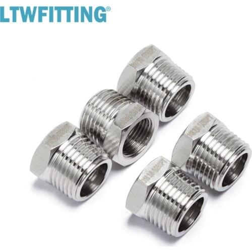 LTWFITTING Stainless Steel 316 Pipe Hex Bushing Reducer Fittings 1/2-Inch Male BSPT x 3/8-Inch Female BSPP