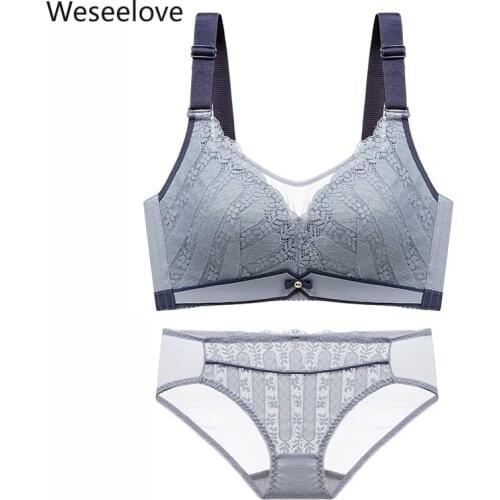 Weseelove Women Lace Bra Set Thin Breathable Underwear Sexy Female Intimates Bralette Lingerie Ultrathin Briefs FreeShipping M27