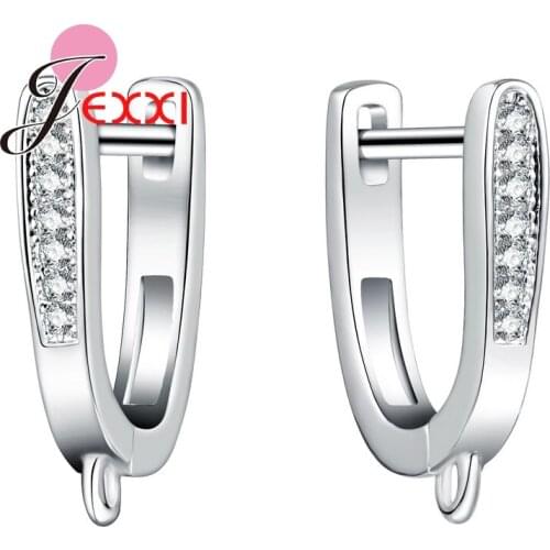 925 Sterling Silver Earrings Fittings Micro Inlay Austrian Crystal Ear Clip Women Wedding Jewelry Accessories for Women