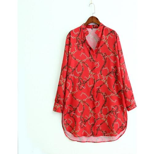 Dave&Di winter vestidos england high street Chain printing loose mini vestidos de fiesta party dress women plus size tops