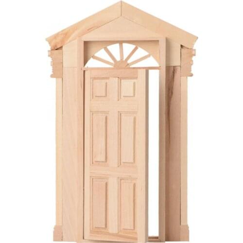 1:12 Simulation Doll House Miniatures Door DIY Wooden Spire Door wooden Furniture Dollhose Accessory Kids Play Toys