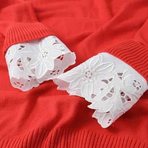 1 Pair Autumn Women Girls Fake Flared Sleeves Vintage Lace Pleated Detachable Sleeve Fake Cuffs Sweater False Cuffs Accessory