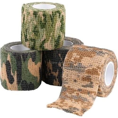 1pcs 5M Elastic Hunting Army Adhesive Camouflage Tape Stealth Strap Roll Men Protective Outdoor Tight Wrap Gun