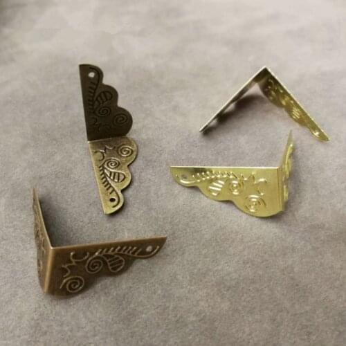 10PCS Antique Jewelry Box Feet Leg Corner Protector Decorative Case Corners Brackets Pattern Carved Metal Crafts Furniture