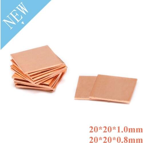 10pcs/lots Copper Sheet Shim Piece Heat Sink 20*20mm*(0.8/1 Optional) 20x20mmx(0.8/1 Optional) Thermal Pad For Laptop GPU CPU