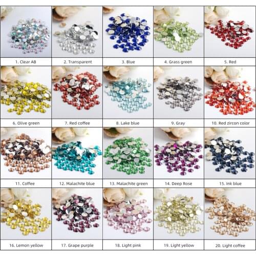 2mm to 6mm Resin Rhinestone Colorful AB Clear Flat Back Crystal For Costume Jewelry Nail Art Design Decorations Strass Applique