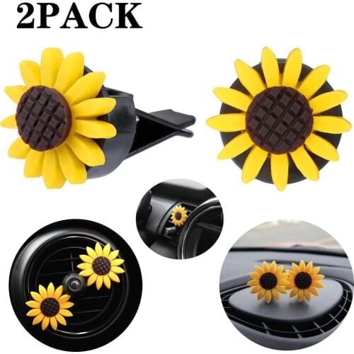 2pcs Car Air Freshener Sunflower Air Vent Clips Car Clip Interior Air Vent Decorations