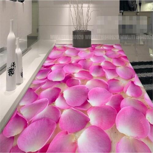 Beibehang Custom photo floor painted wall stickers beautiful rose petal 3D floor tiles papel de parede 3d para sala atacado
