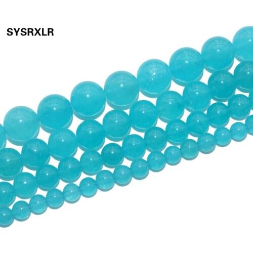 Free Shipping Natural Stone Light Blue Chalcedony Jades Beads For Jewelry Making DIY Bracelet Necklace 4/6/8/10/12 MM Strand