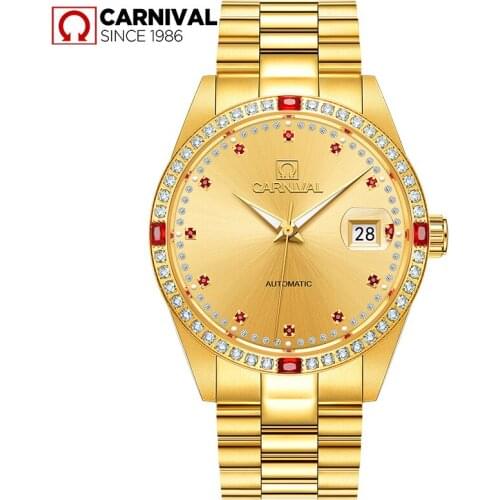 Relogio Masculino CARNIVAL Gold Watch Luxury Fashion Waterproof Sapphire Crystal Mechanical Automatic Watches For Men 2020 Clock