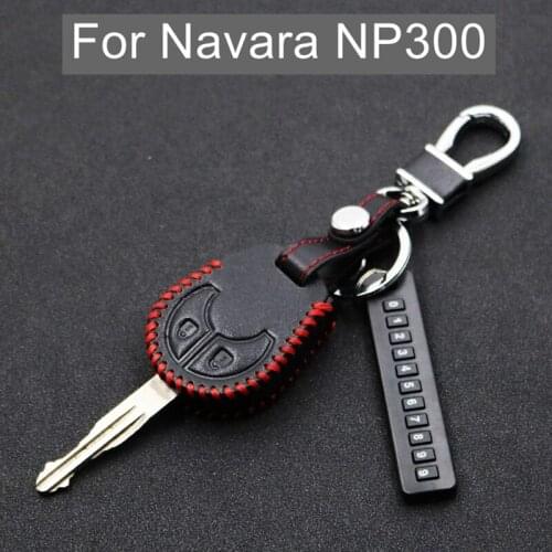 Car key case for Nissan Navara NP300 Top genuine leather key box key chain holder Auto key protective cover