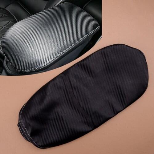 Black Leather Car Inner Center Console Lid Armrest Cover Mat Decoration Fit for Toyota RAV4 2019 2020