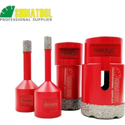 SHDIATOOL 4pcs Vacuum Brazed Diamond Drilling Bits M14 Connection Diamond Height 10mm Dry drilling